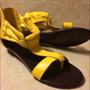 Spring Yellow Zipper Heel Sandals
